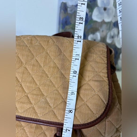 LL Bean Tan Corduroy and Lather Backpack Purse main image 14